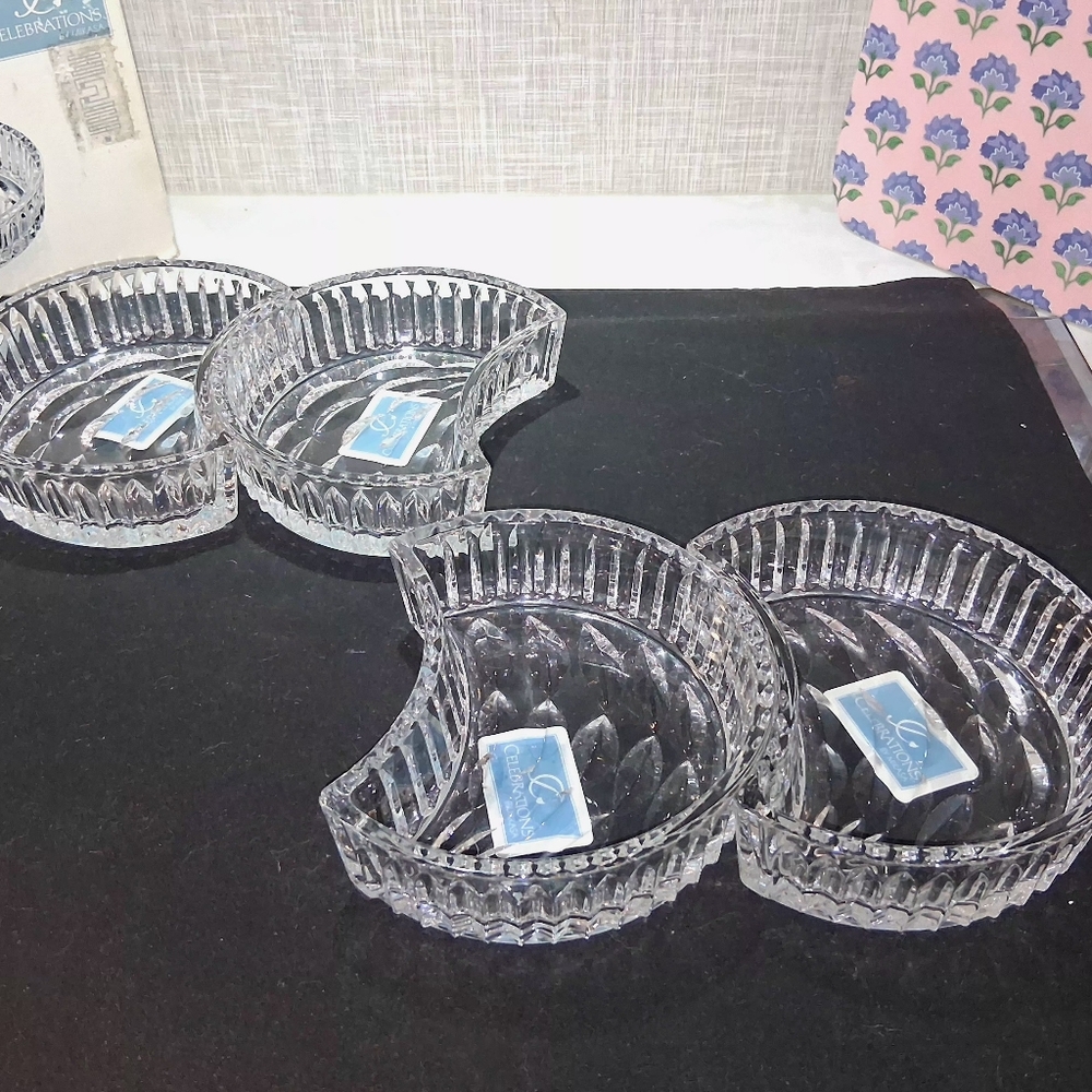 CELEBRATIONS MIKASA Set Of 4 Cresent Dishes Cresent Collection QQ411/408 CRYSTAL - Picture 9 of 16